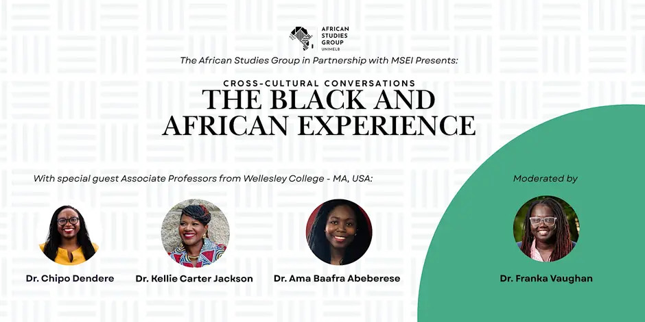 Event flyer with photographs of the four speakers