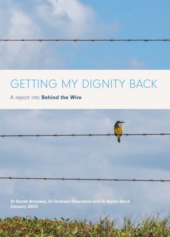 Report Cover. Background image is colourful bird sitting on barbed wire with blue sky behind.